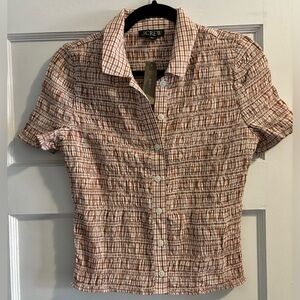 J Crew Size S. Smocked button up shirt in gingham cotton voile. New with tags